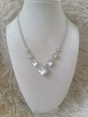 Swarovski Square Graduated Crystal Necklace- Excellent Vintage Condition